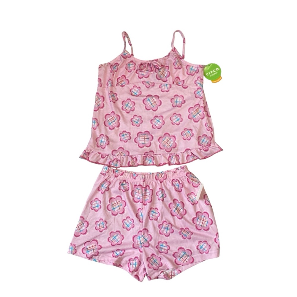 NWT Vintage Circo Pink Floral Sleepwear Shorts 2pc Set Girls Size XL